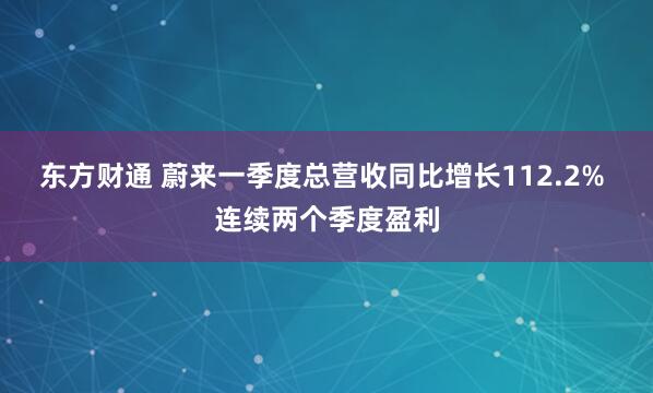 东方财通 蔚来一季度总营收同比增长112.2% 连续两个季度盈利